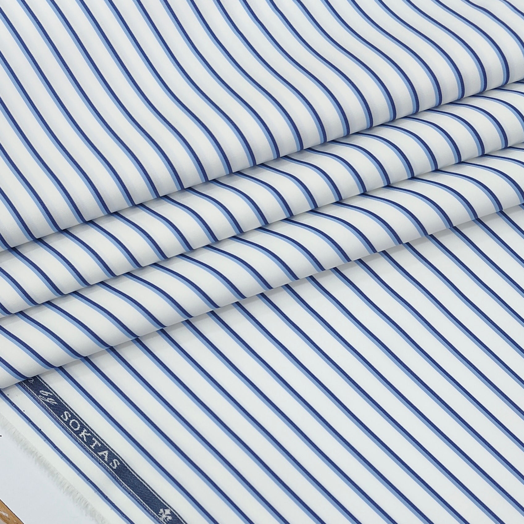 Shirt Fabric Soktas 140/2 Giza Cotton Multi Tone Stripes Colour Blue N White